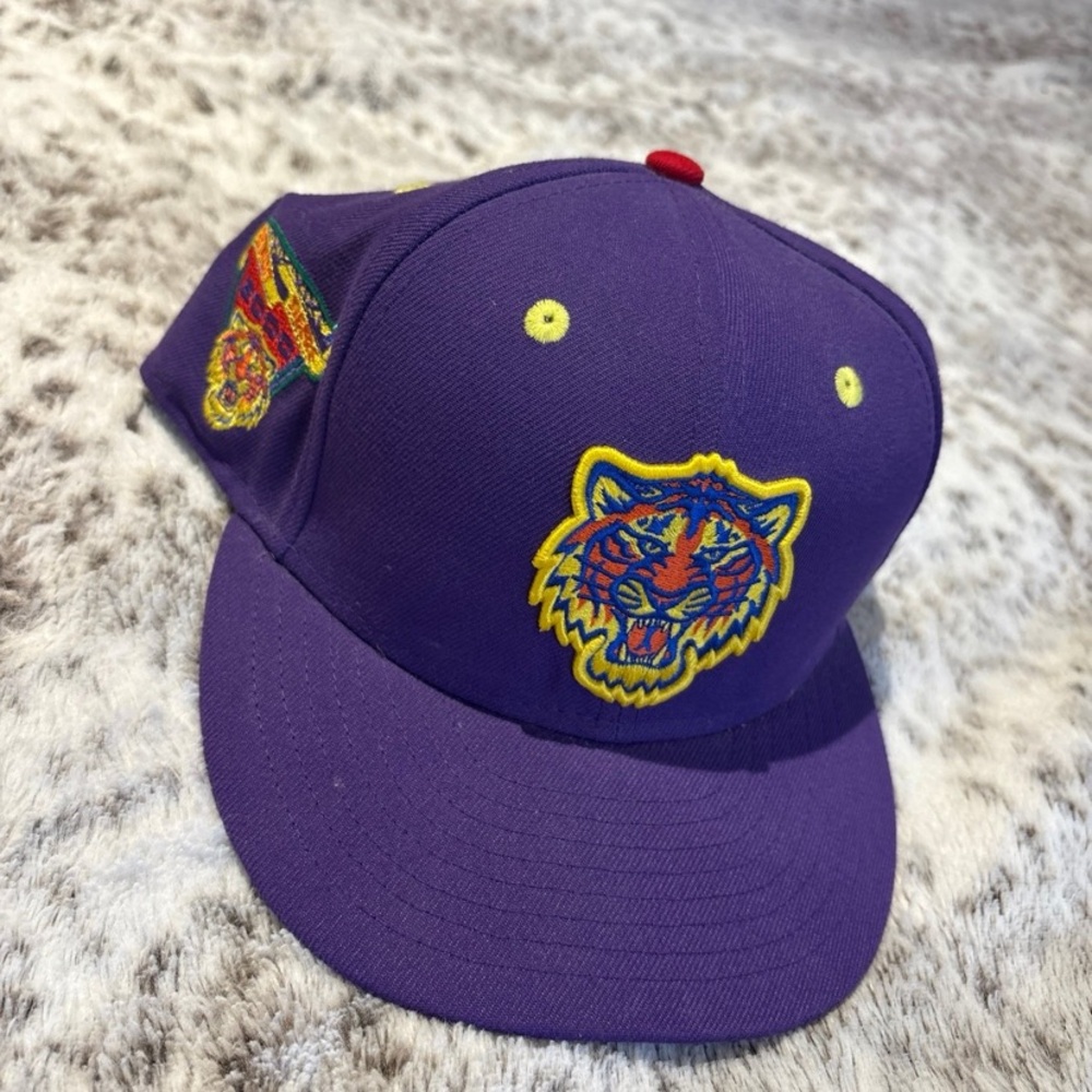 Purple Cap with Tiger Embroidery